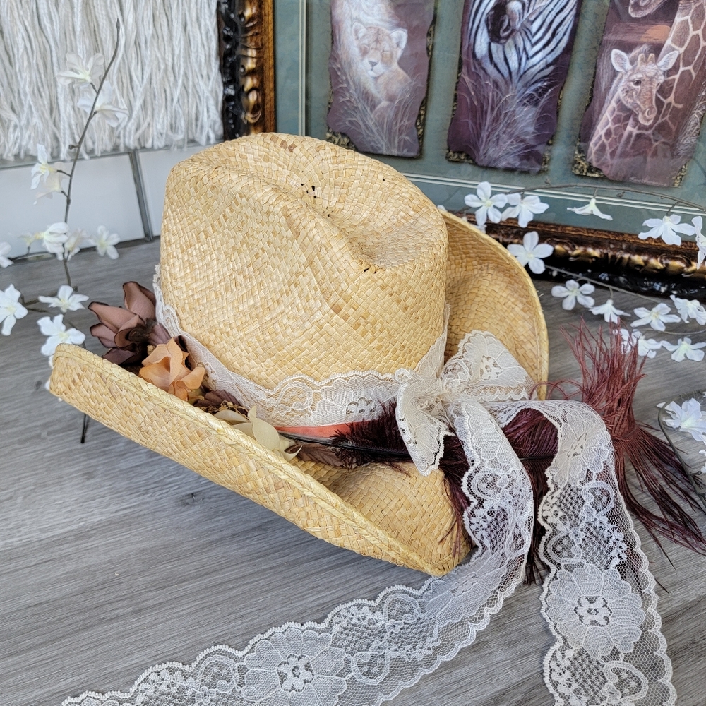 YA Vintage Straw Cowgirl Hat